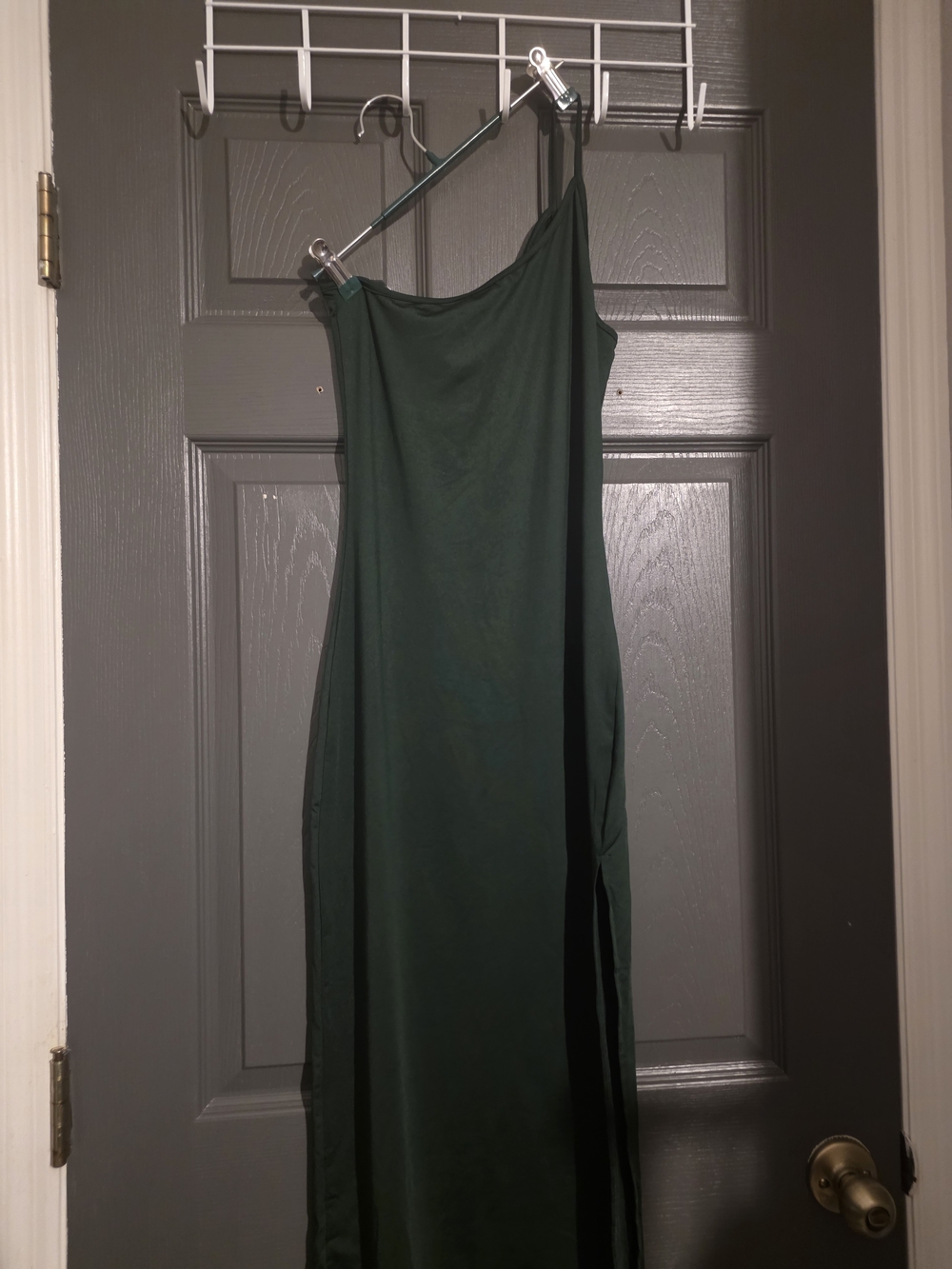 SHEIN One-Shoulder Maxi Dress in Dark Green